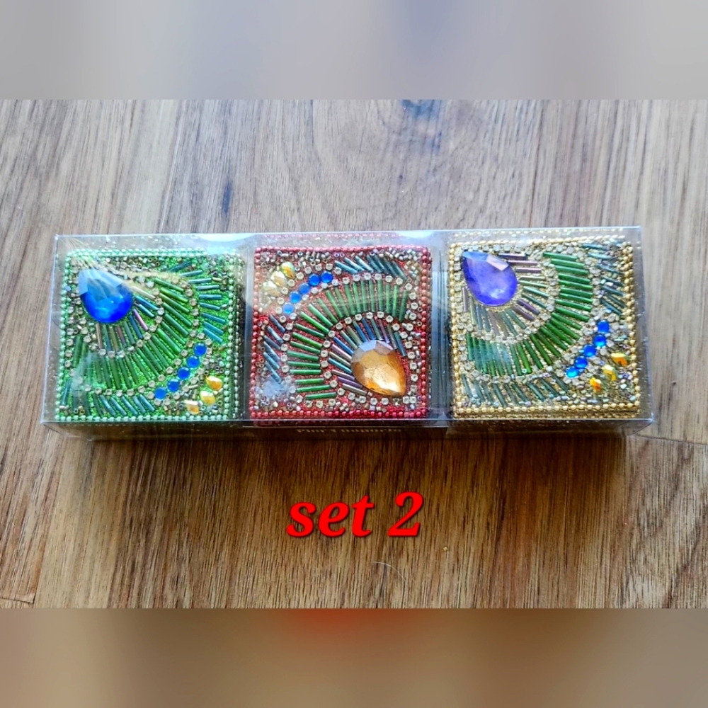 ‼️3 for$15‼️💎Pier 1 Set of 3 Jeweled Trinket Boxes💎